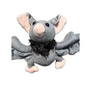 Soft Plushie Gray Bat Stuffed Animal Breaded Chest Halloween Toy Trick Or Treat